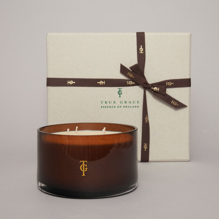Gift Boxed Medium 4 Wick Candle Bowl With Oak Lid