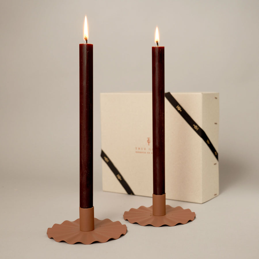 Brown Dining Candle Gift Set — Coloured Dining Candles Collection | True Grace