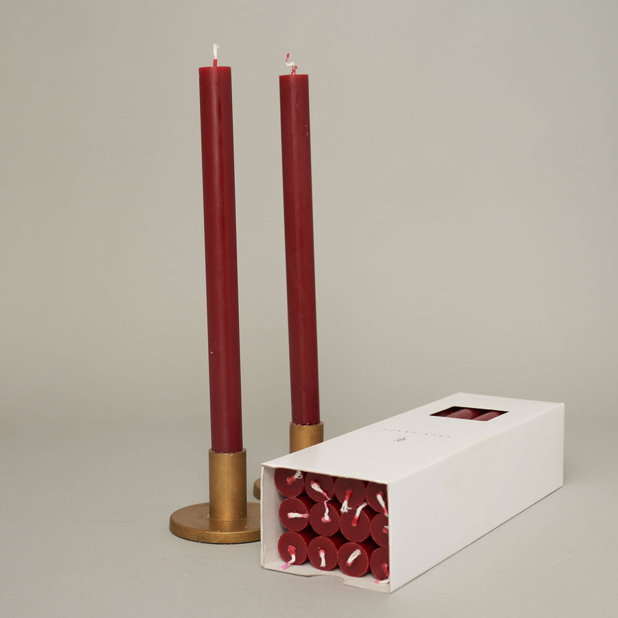 Berry Red Box of 12 Dining Candles — Coloured Dining Candles Collection | True Grace