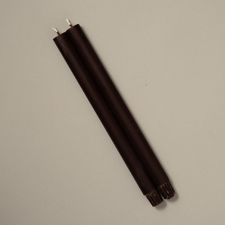 Bitter Chocolate Pair of Dining Candles