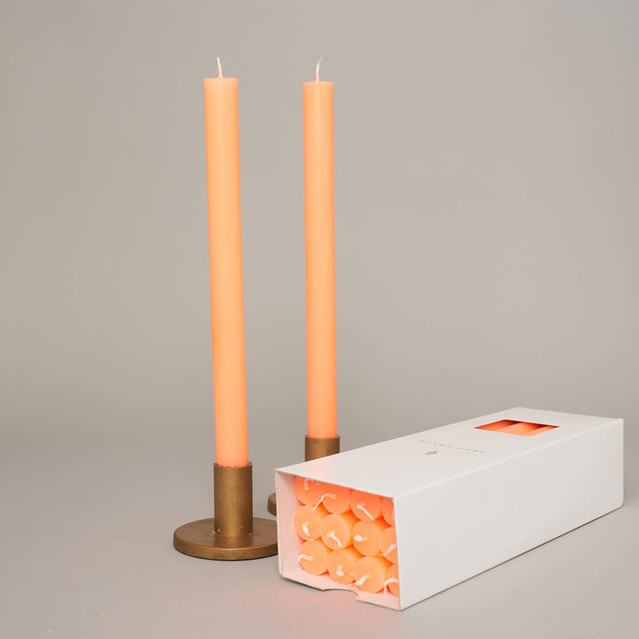 Fluoro Orange Box of 12 Dining Candles