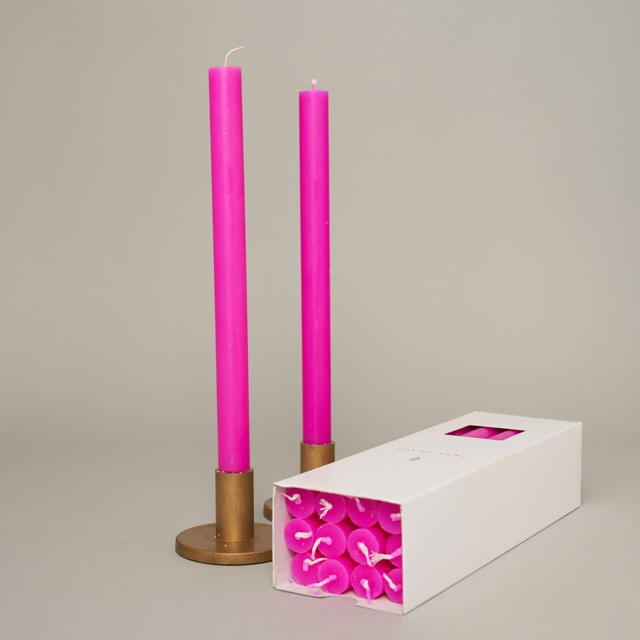 Fluoro purple box of 12 dining candles | True Grace