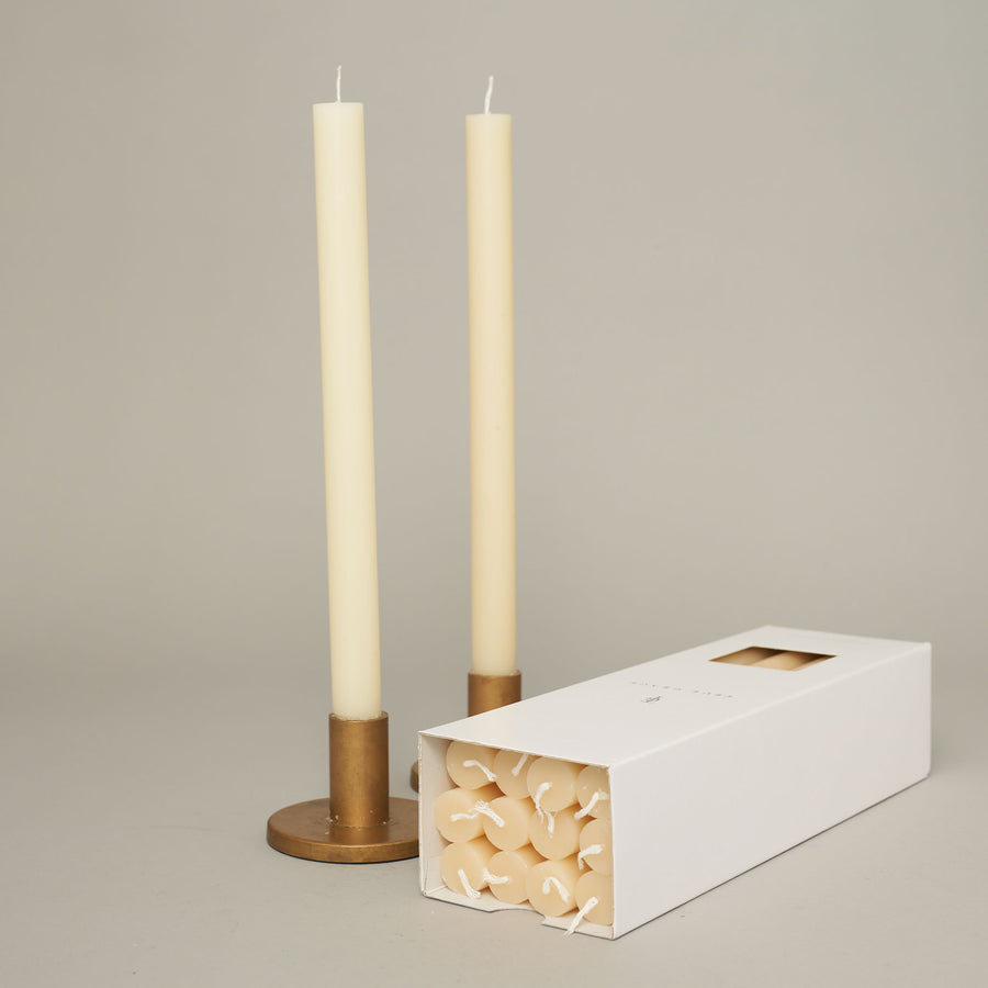 Ivory box of 12 dining candles | True Grace