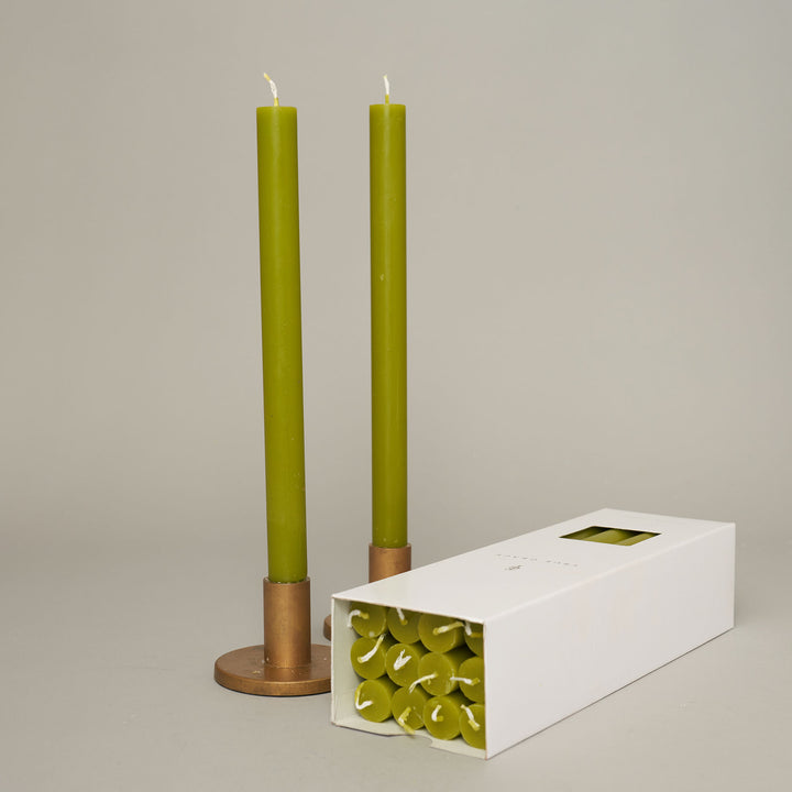 Leaf Green Box of 12 Dining Candles