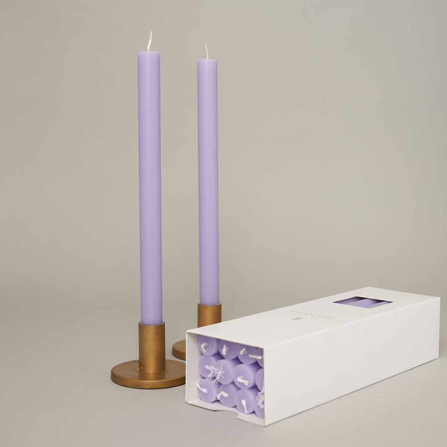 Lilac box of 12 dining candles | True Grace