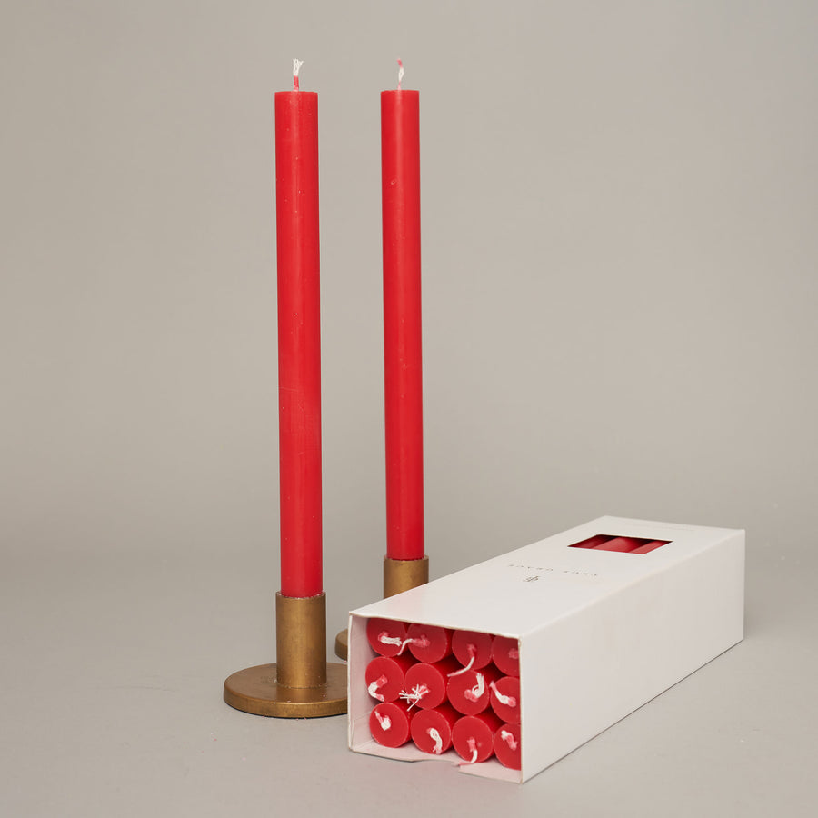 Red box of 12 dining candles | True Grace