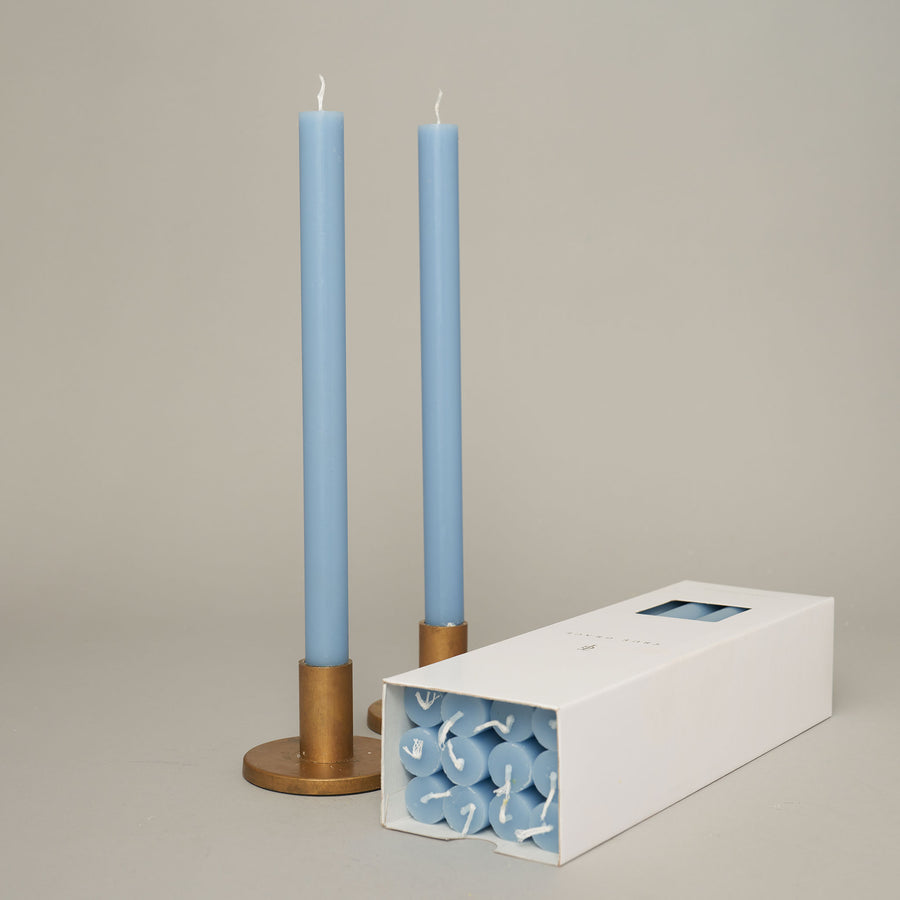 Sky blue box of 12 dining candles | True Grace