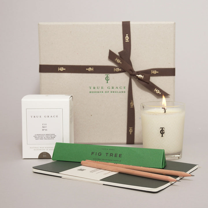 Fig Candle, Scented Pencils & Notebook Set