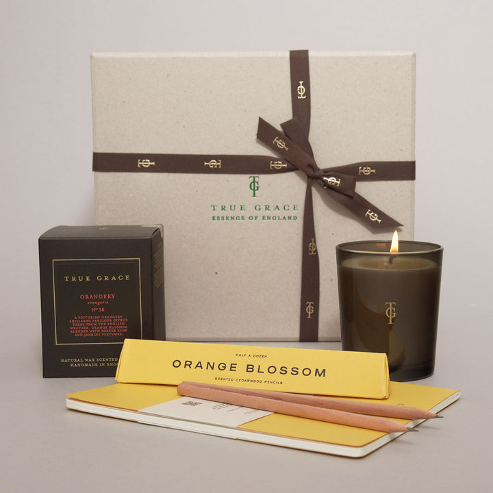 Orangery Candle, Scented Pencils & Notebook Set