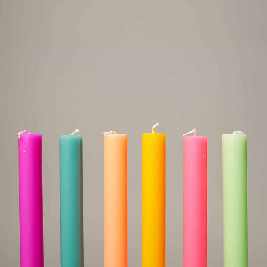 Neon Nights Box of 12 Dining Candles — Coloured Dining Candles Collection | True Grace
