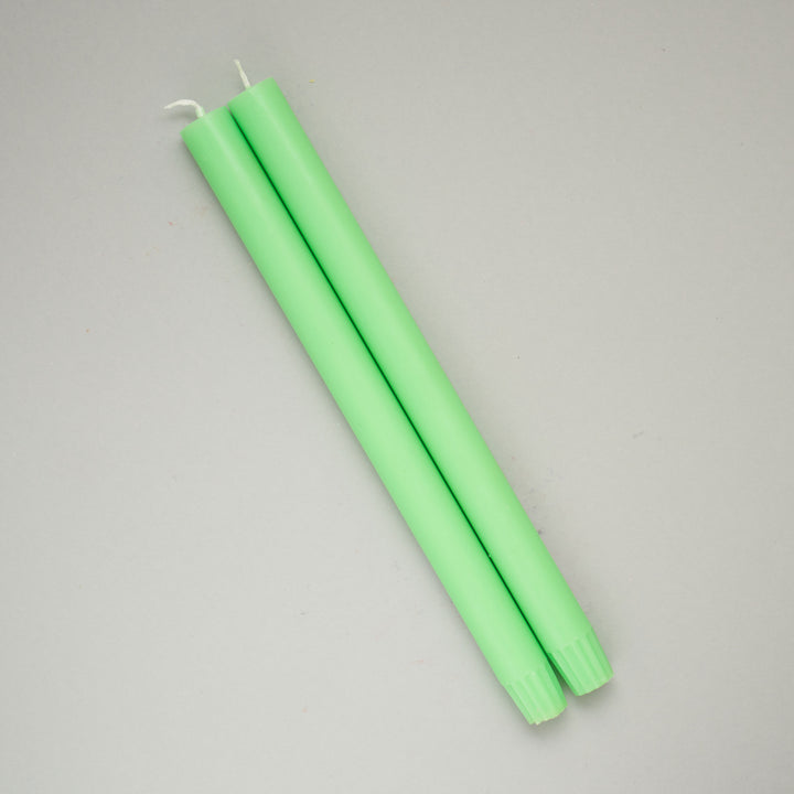 Fluoro Green Pair of Dining Candles