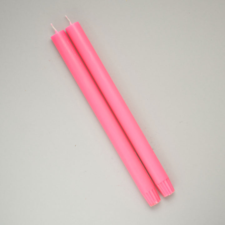 Fluoro Pink Pair of Dining Candles