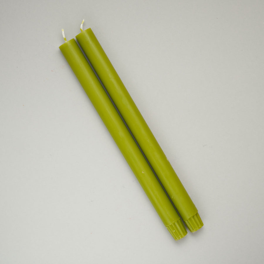 Leaf green pair of dining candles | True Grace
